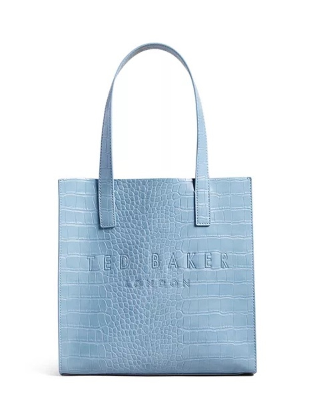 Ted Baker London THE ICON Seacon Tote Bag Powder Sky Blue Croc Embossed NEW